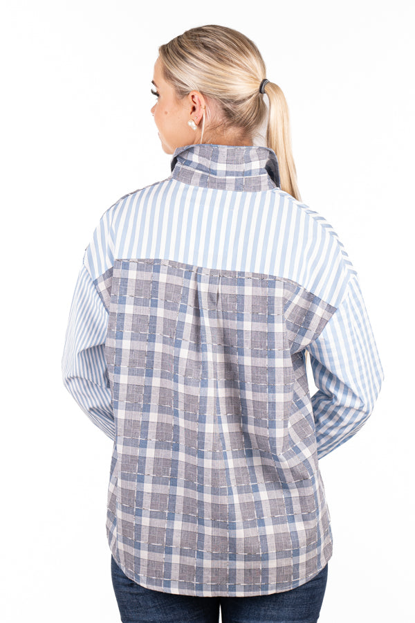 The LC Collection - LC43-7 Blue Check & Blue Stripe Mix