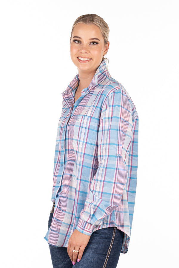 The LC Collection - LC03-2001 Baby Blue, Purple & White Check