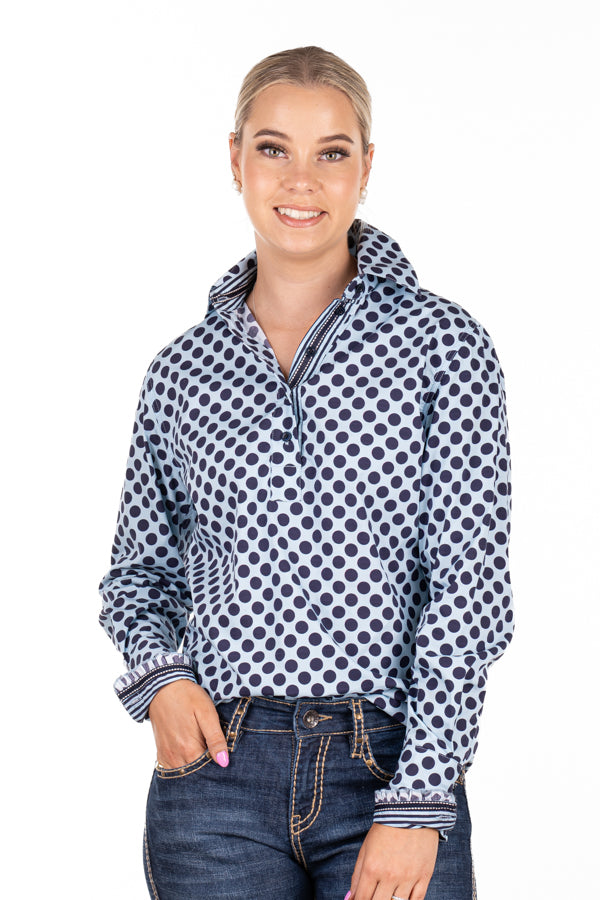 Loose Fit - O2005 Baby Blue and Navy Polka Dot
