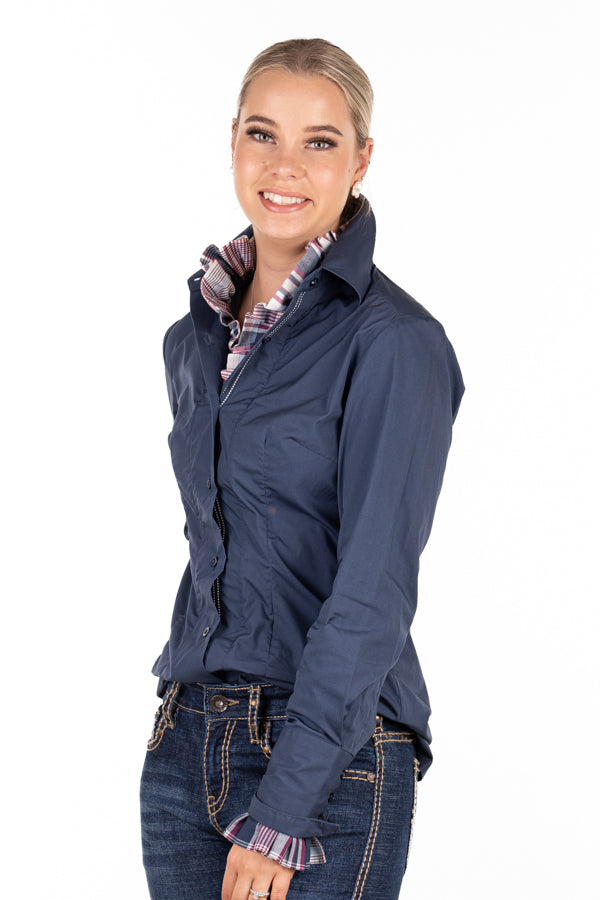 Fitted - M2001 Ink Navy with Navy Blue, White & Purple Check Contrast