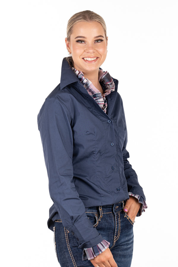 Fitted - M2001 Ink Navy with Navy Blue, White & Purple Check Contrast