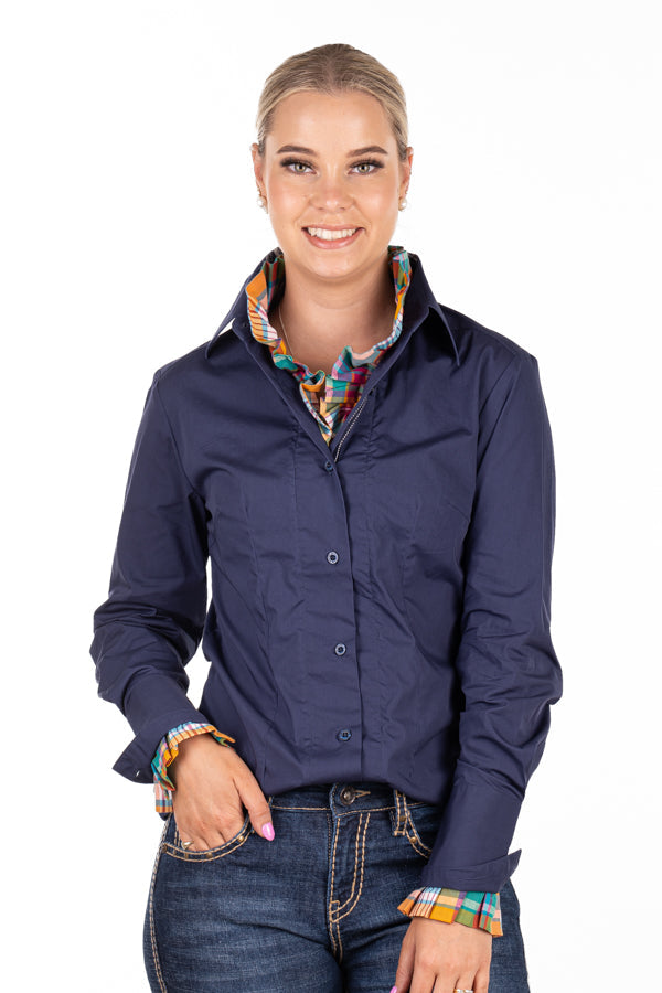 Fitted - M2005 Ink Navy with Magenta, Burnt Orange, Green & Turquoise Contrast