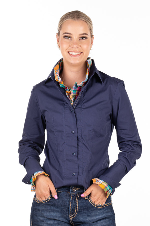 Fitted - M2005 Ink Navy with Magenta, Burnt Orange, Green & Turquoise Contrast