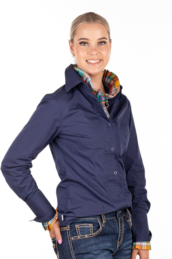Fitted - M2005 Ink Navy with Magenta, Burnt Orange, Green & Turquoise Contrast