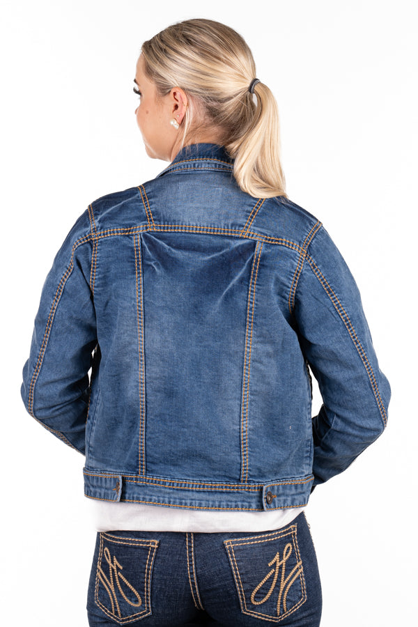 Denim Jacket - DJ15 Dark Wash with Tan Stitch