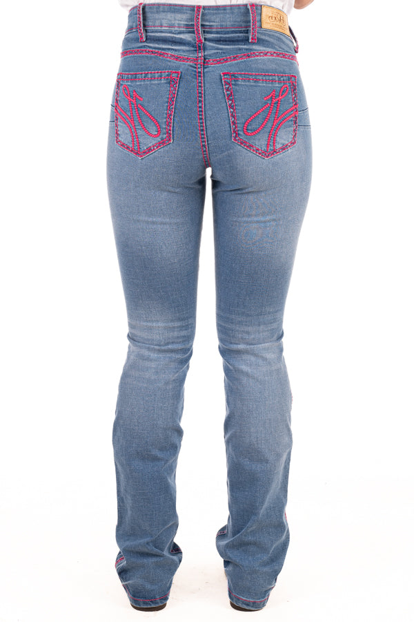 Ultra High Rise - SR2156 "Indiana" Hot Pink Metallic Stitch Jean