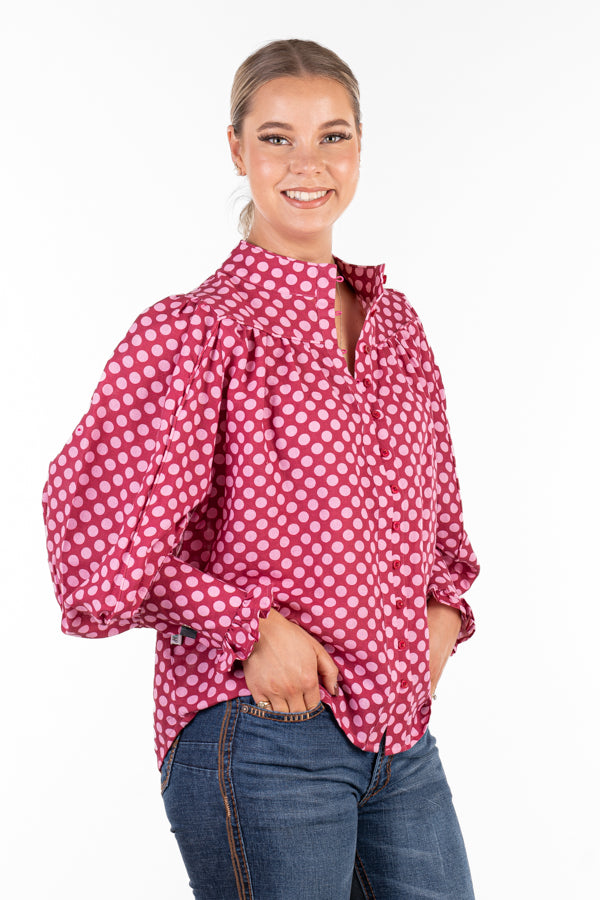 The LC Collection - LC52-2001 Pale Pink Polka Dot on Cerise