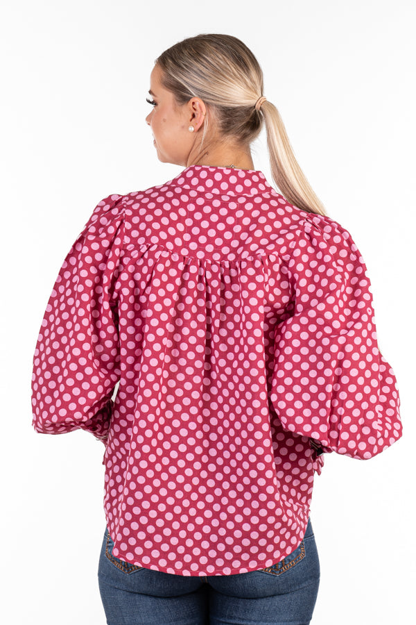 The LC Collection - LC52-2001 Pale Pink Polka Dot on Cerise