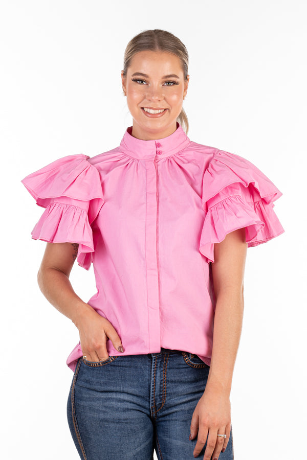 The LC Collection - LC108-2001 Baby Pink Ruffle Sleeve