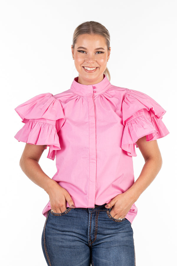 The LC Collection - LC108-2001 Baby Pink Ruffle Sleeve