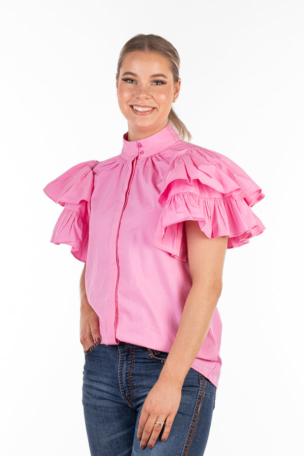 The LC Collection - LC108-2001 Baby Pink Ruffle Sleeve