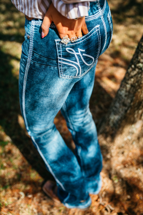 Ultra High Rise - SR2205 "Pasadena" White Stitch Jeans