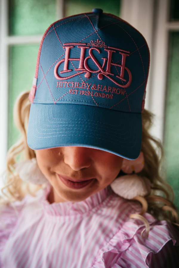 Trucker Cap - Cornflower & Baby Pink Crisscross