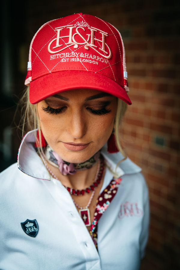 Trucker Cap - Cherry & Peach Crisscross