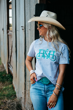 T Shirt - TS27 Grey & Teal H&H Logo