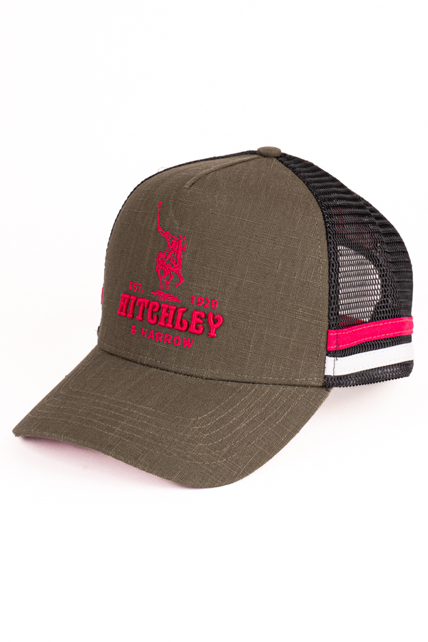 Trucker Cap - Dark Olive, Black, & Hot Pink