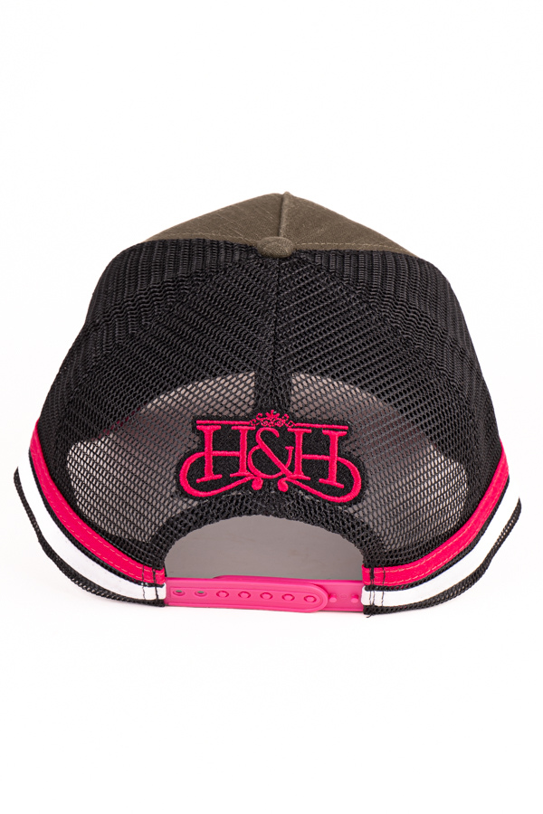 Trucker Cap - Dark Olive, Black, & Hot Pink