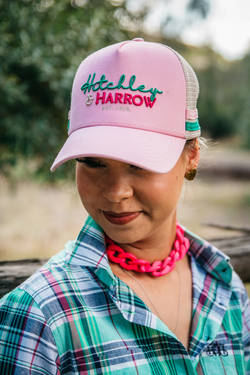 Trucker Cap - Baby Pink, Green & Beige