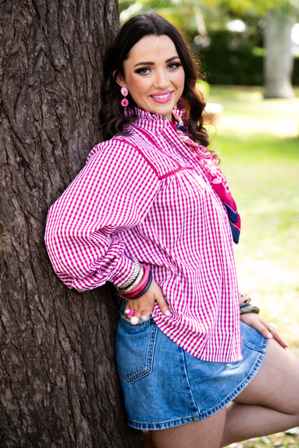 Wisteria Lane - WL365-5 - Cerise Gingham