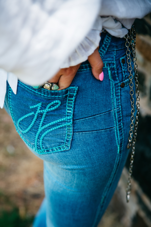 Ultra High Rise - SR2193 "Florence" Turquoise Stitch Jeans