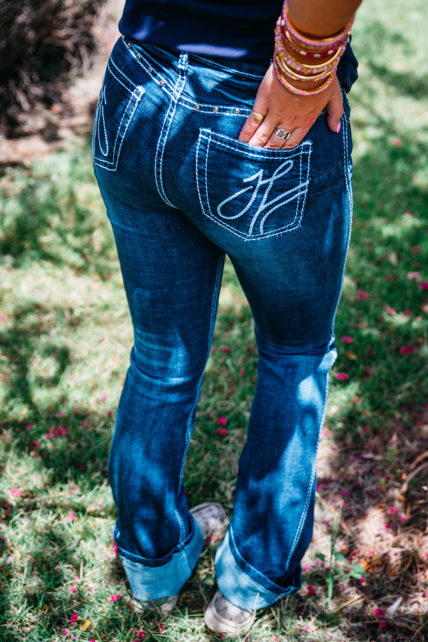 H&H Women's Mid Rise Bootcut Jeans Denim Mid