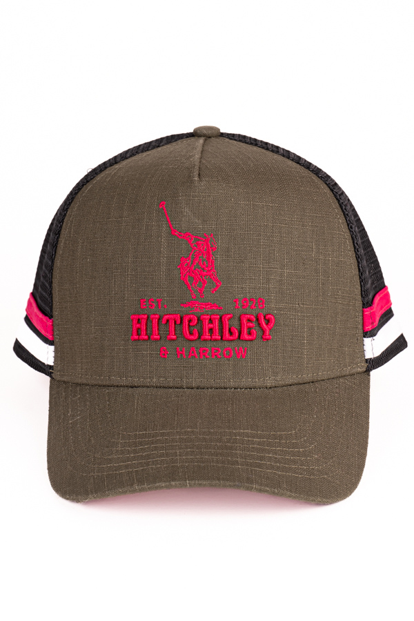 Trucker Cap - Dark Olive, Black, & Hot Pink