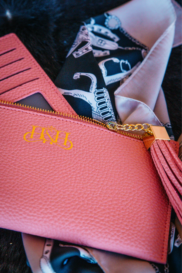 H H VIP Peach Clutch Purse Reward Hitchley Harrow