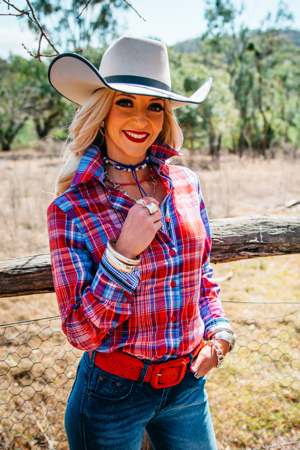 Fitted - RR01-19 Red Collared Ranch Range Arena Shirt