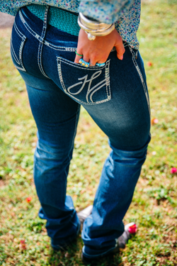 Mid Rise - SR2166 "Blairsville" Sage Heart Stitch Jeans