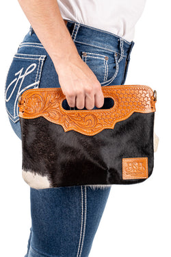 Hide and Tooled Clutch - Mini MHT43