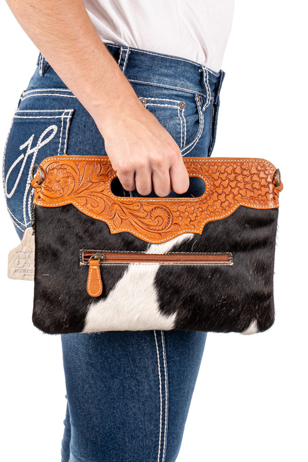 Hide and Tooled Clutch - Mini MHT50