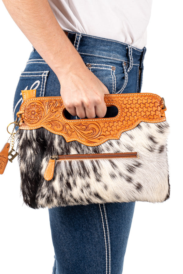 Hide and Tooled Clutch - Mini MHT54