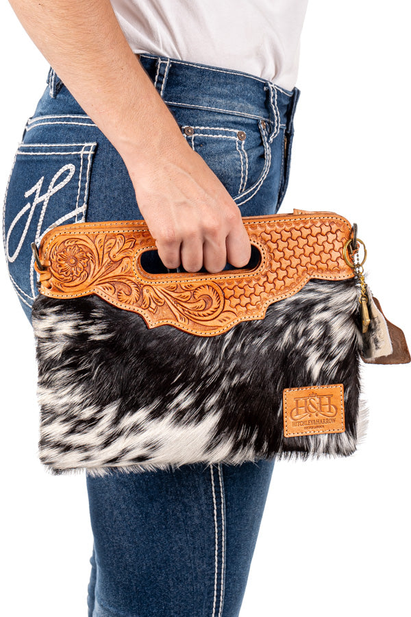 Hide and Tooled Clutch - Mini MHT56