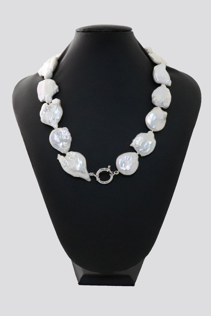 P11 Pearl Necklace Large Baroque Coin Pearls