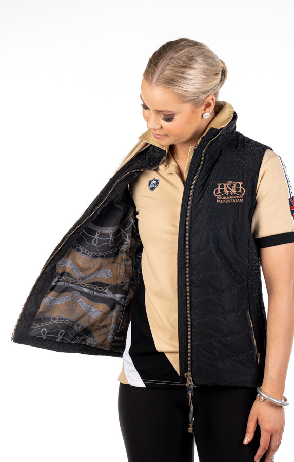 Equestrian Collection - EQ11 Black Slimline Vest with Metallic Bronze Detail