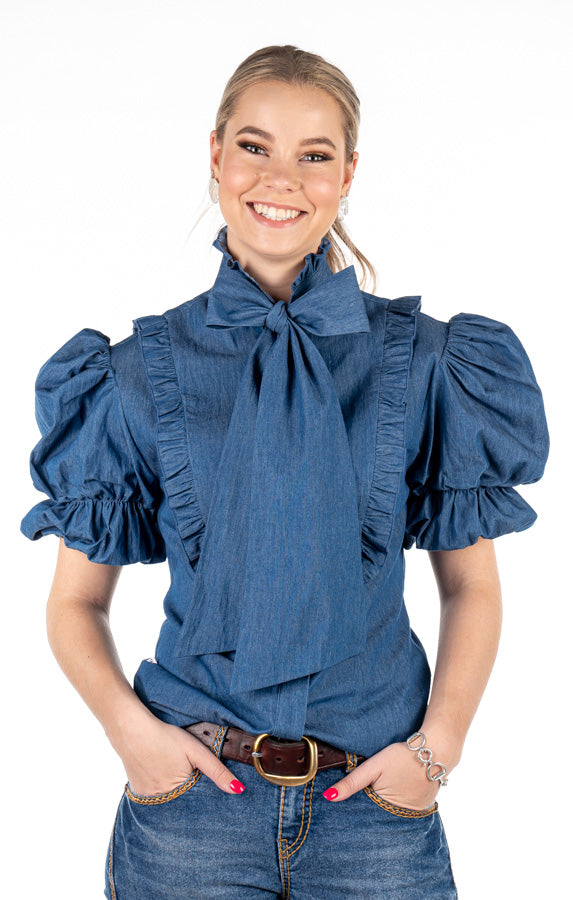 Fitted - RR04-3 Short Sleeve Denim Bow tie