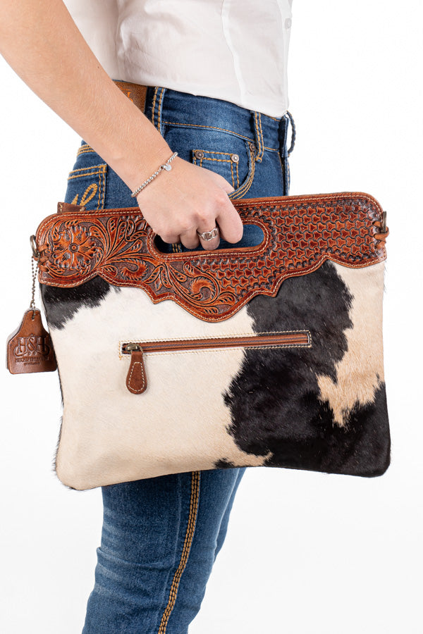 Hide and Tooled Clutch - Large #HTC33