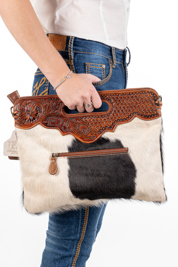 Hide and Tooled Clutch - Large #HTC34