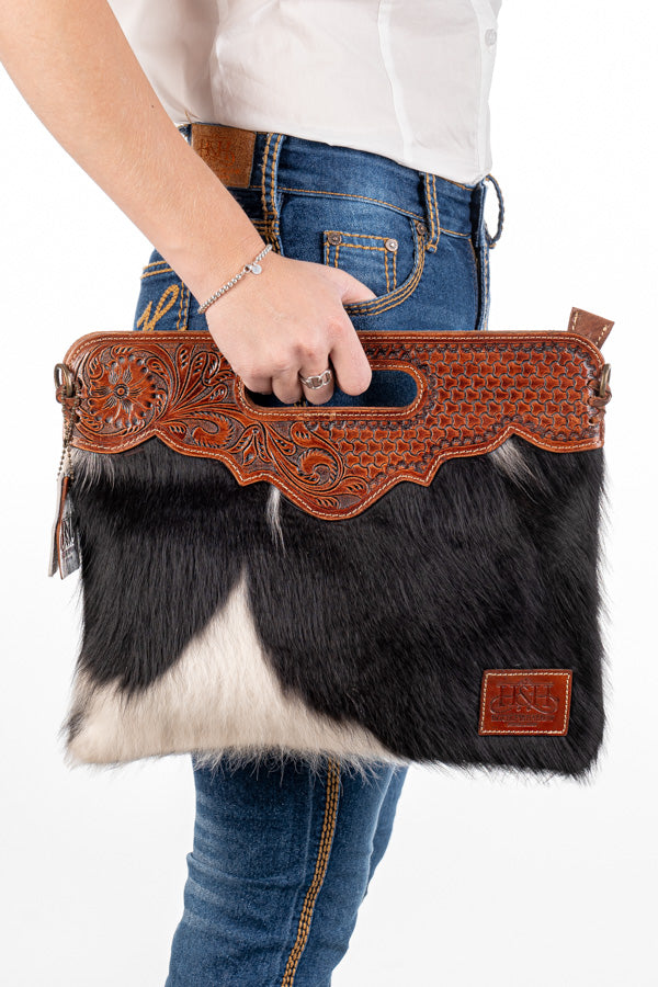 Hide and Tooled Clutch - Large #HTC35
