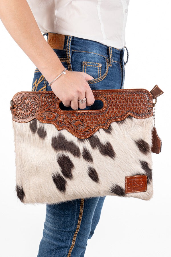 Hide and Tooled Clutch - Large #HTC36