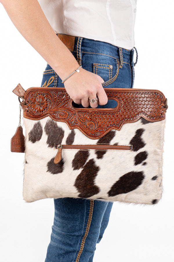 Hide and Tooled Clutch - Large #HTC36