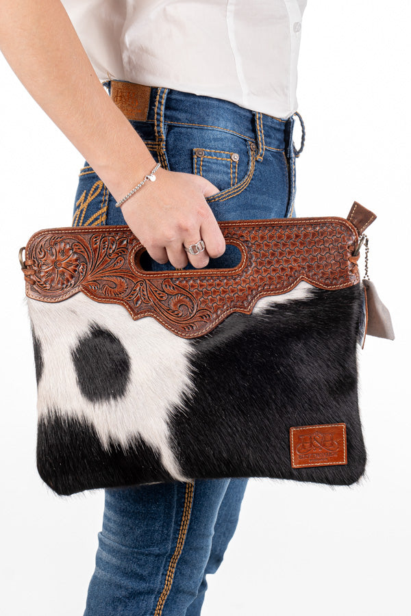 Hide and Tooled Clutch - Large #HTC37
