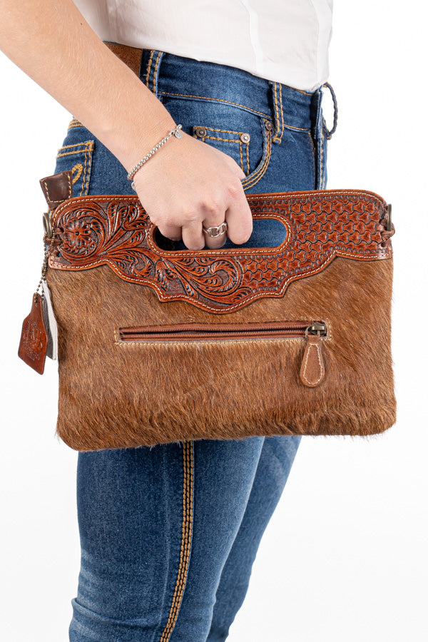 Hide and Tooled Clutch - Mini MHT66