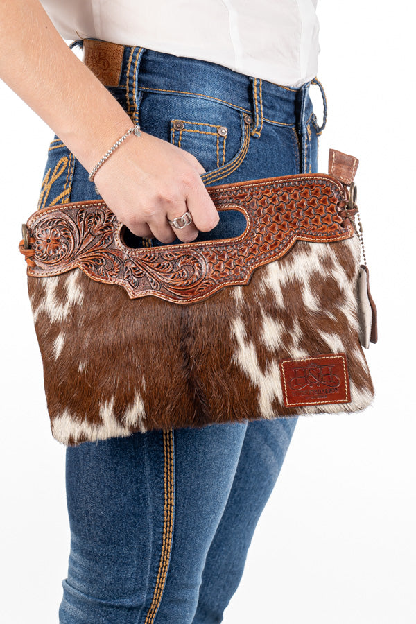 Hide and Tooled Clutch - Mini MHT68