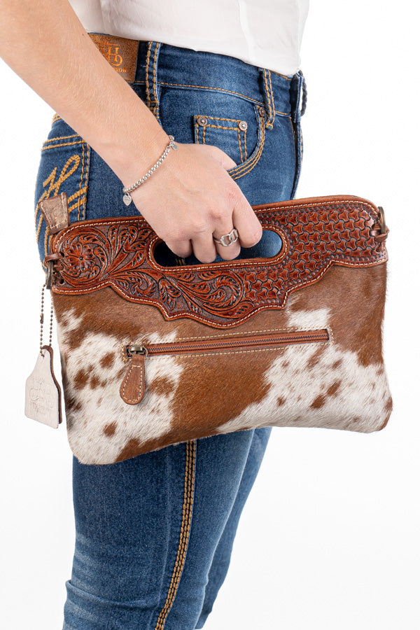 Hide and Tooled Clutch - Mini MHT70