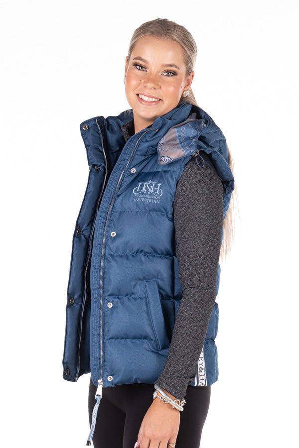 Equestrian Collection - EQ13-2 Petrol Blue Puffer Vest with Grey Detail