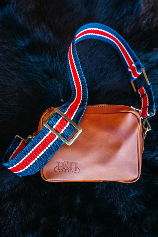 Bag Strap - Wide Navy, Red & White Webbed